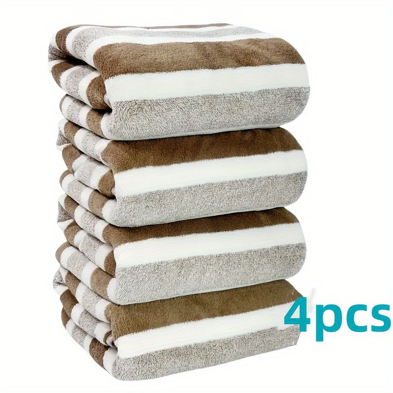 4-Piece Ultra-Soft Coral Fleece Hand Towels Quick-Dry Absorbent Bathroom Set 34.8cm x 74.9cm
