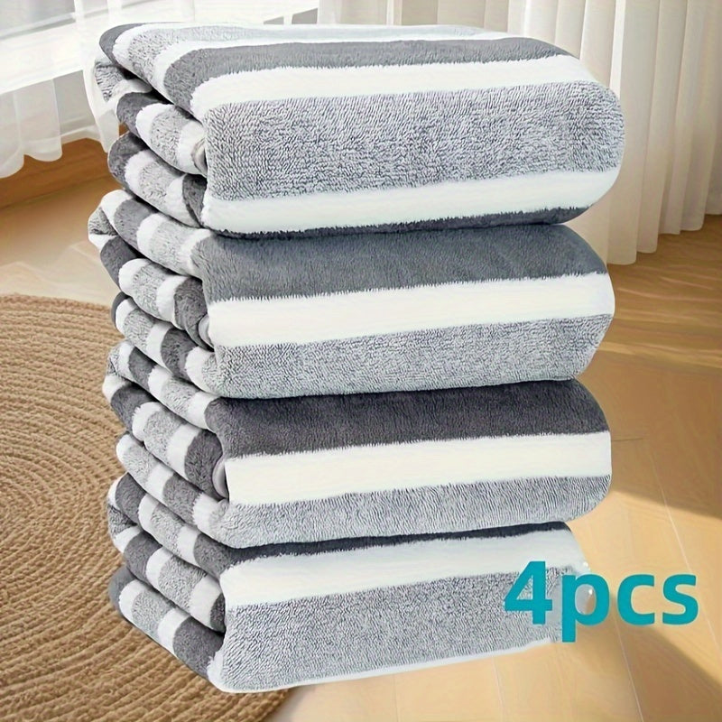 4-Piece Ultra-Soft Coral Fleece Hand Towels Quick-Dry Absorbent Bathroom Set 34.8cm x 74.9cm