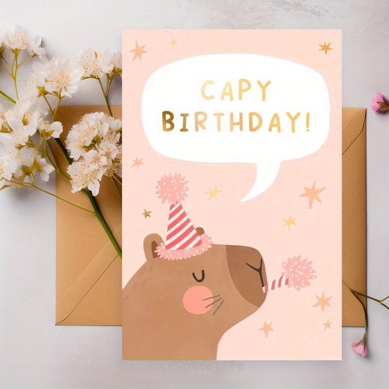 Unique Capybara Birthday Card for Friends Family and Coworkers Christmas Thanksgiving Halloween