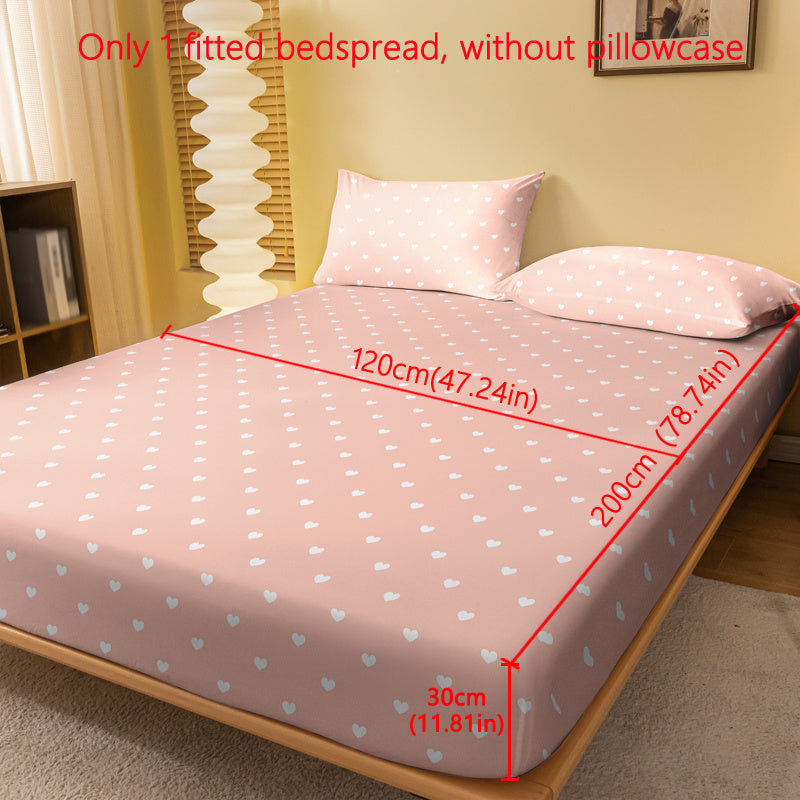 Geometric Heart Pattern Fitted Sheet Made of Soft Brushed Polyester 80-85gsm Under 29cm