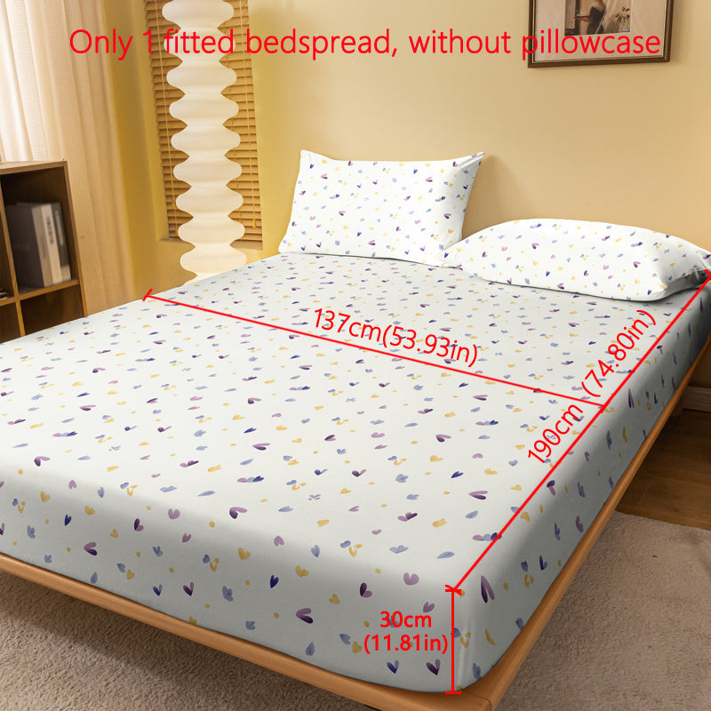 Geometric Heart Pattern Fitted Sheet Made of Soft Brushed Polyester 80-85gsm Under 29cm
