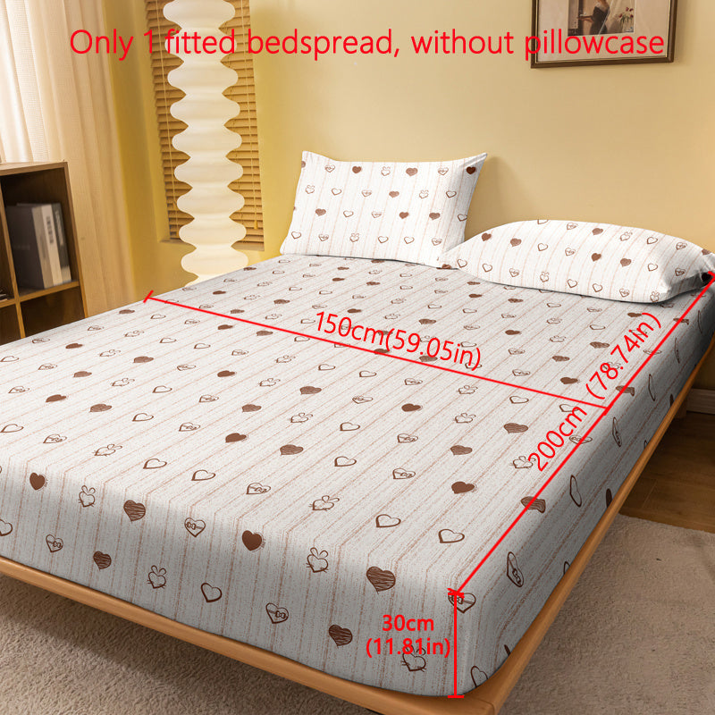 Geometric Heart Pattern Fitted Sheet Made of Soft Brushed Polyester 80-85gsm Under 29cm