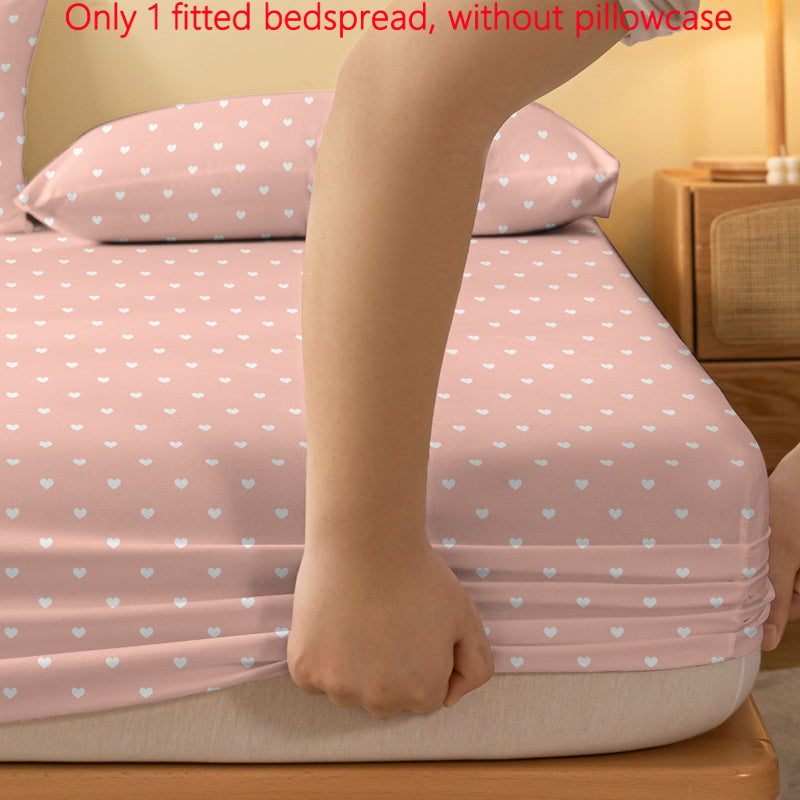Geometric Heart Pattern Fitted Sheet Made of Soft Brushed Polyester 80-85gsm Under 29cm