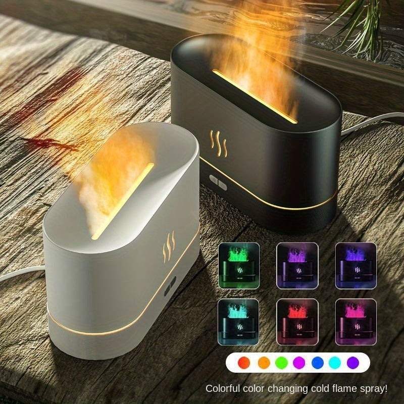 Color Changing Flame Aroma Diffuser with Humidifier USB Essential Oil Mist Maker