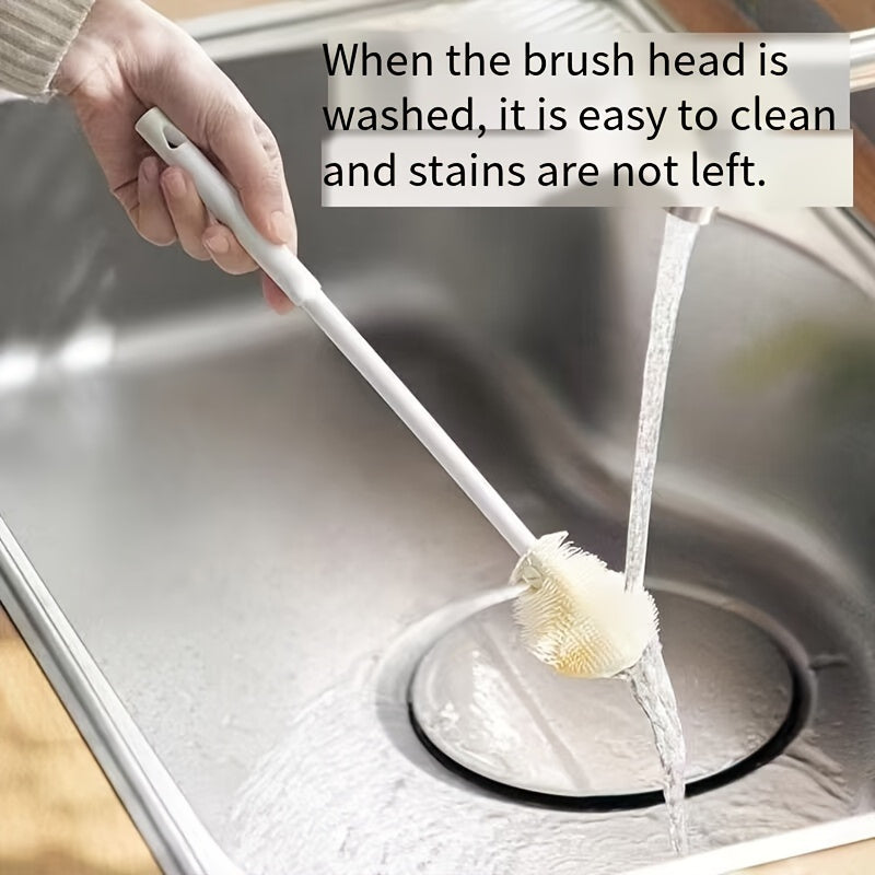 Uzun tutqichli yig'iladigan stakan cho'tkasi, suv idishlari va bo'shliqlar uchun yumshoq silikon tikanlar bilan