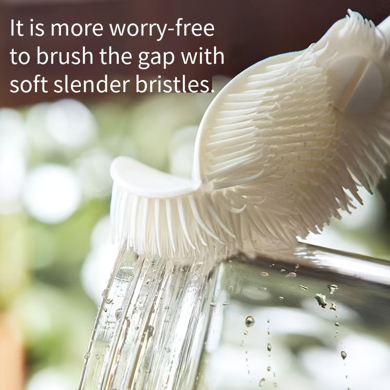 Uzun tutqichli yig'iladigan stakan cho'tkasi, suv idishlari va bo'shliqlar uchun yumshoq silikon tikanlar bilan