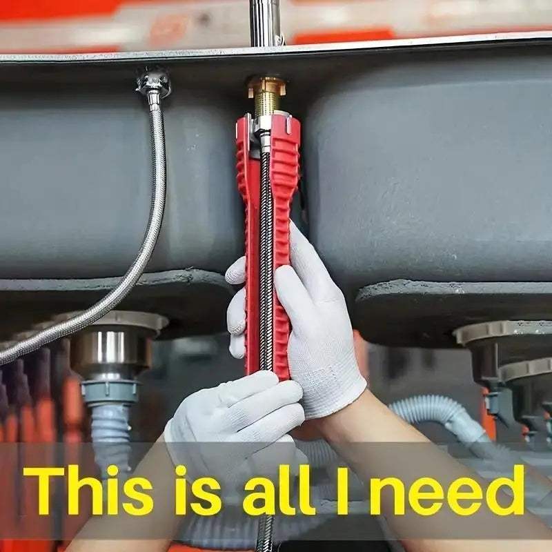 Red Plastic 5-in-1 Wrench for Sink and Faucet Installation Kitchen Bathroom Repair