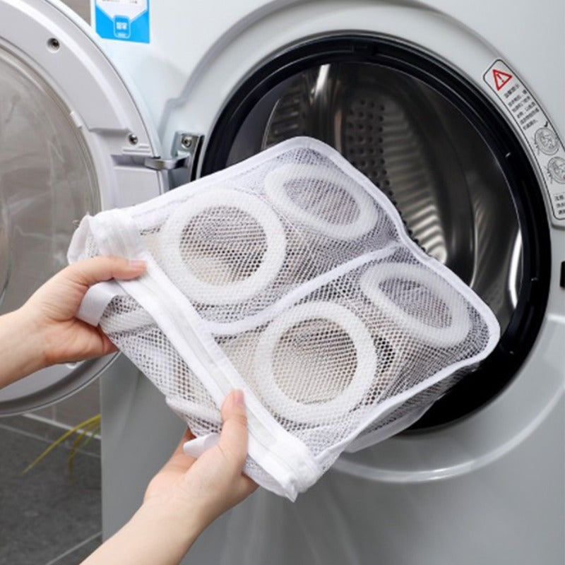 Bolsa de malla no tejida para lavandería para zapatos, lavable a máquina, duradera con cierre de cremallera