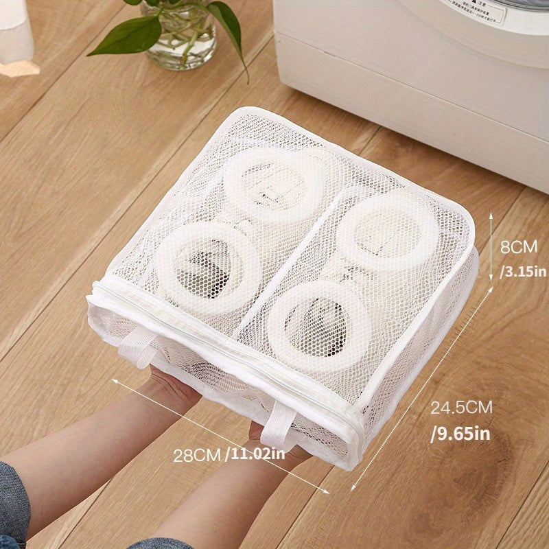 Bolsa de malla no tejida para lavandería para zapatos, lavable a máquina, duradera con cierre de cremallera