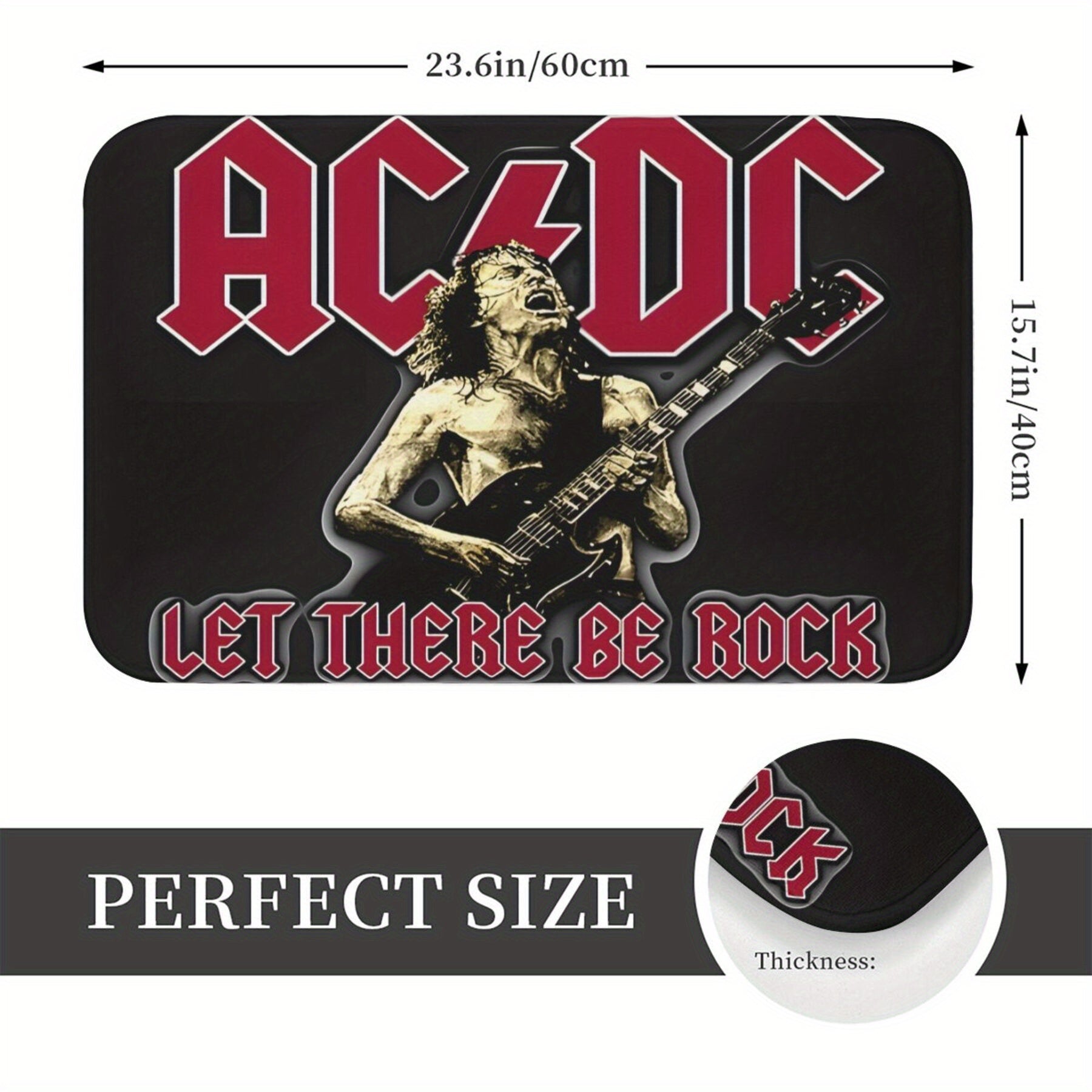 AC/DC ruhidagi polyester kirish mato - Oson tozalanadigan, ushlash pastki qismi bilan yashash xonasi yoki yotoqxona uchun xush kelibsiz mato - Mukammal rok guruhi aksent buyumi