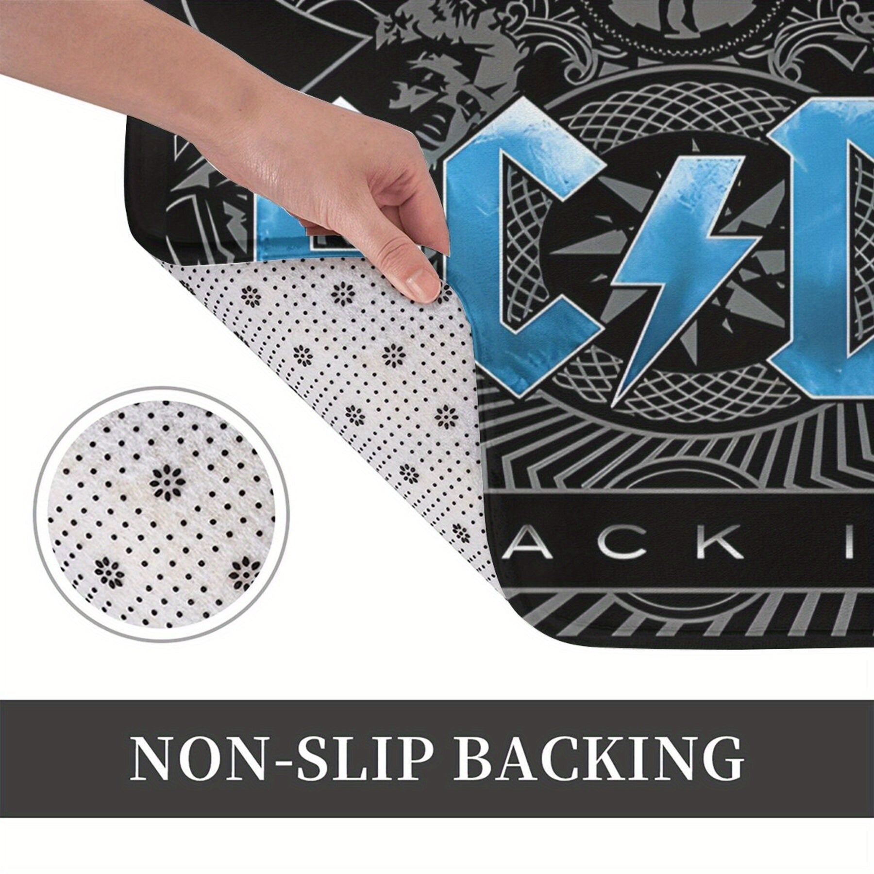 Non-Slip Bath Mat Polyester Machine Washable Home Decor Black Ice Inspired