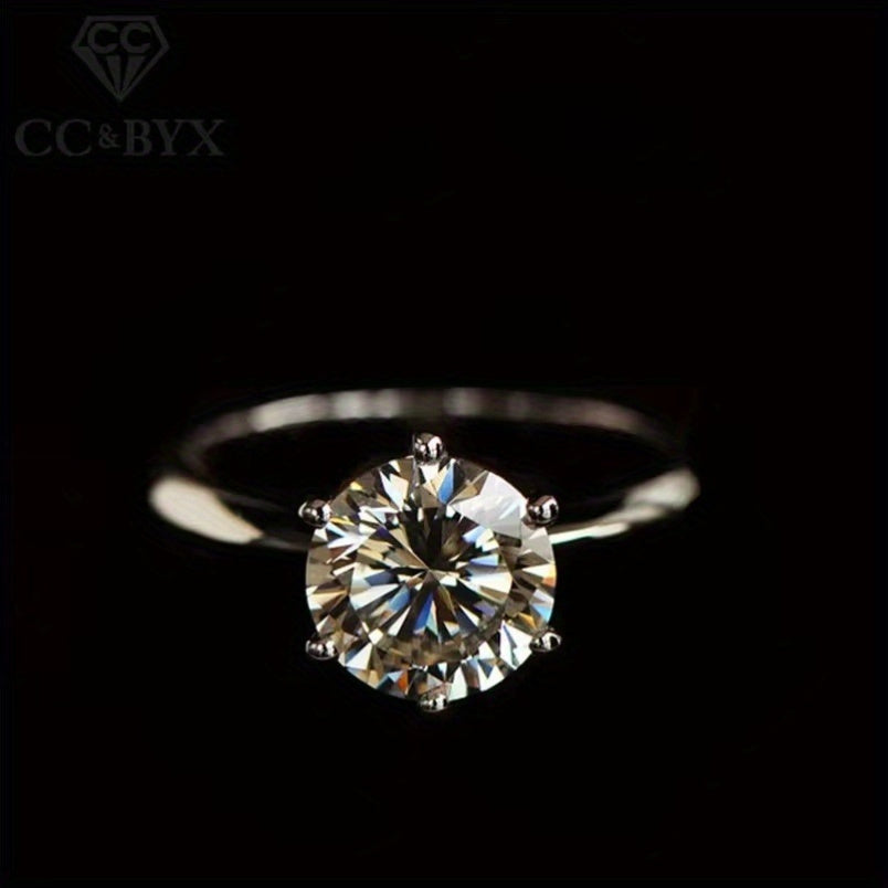 Moissanite Solitaire Ring 925 Sterling Silver Gold Plated Ocean Classic Wedding Engagement