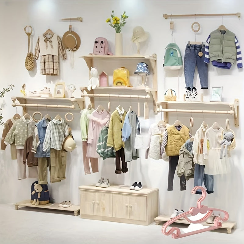 Paquete de 10 perchas de plástico para niños para organización de ropa y ahorro de espacio