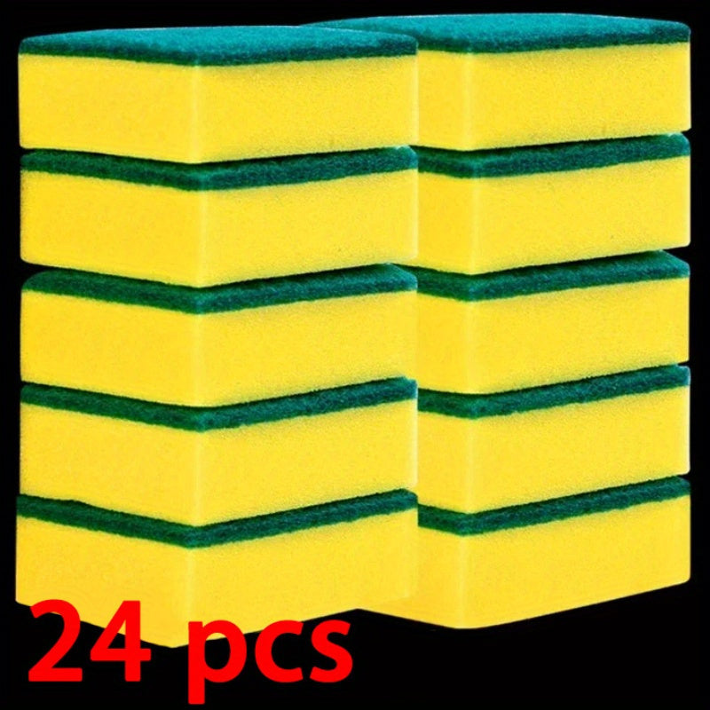 24-Pack High-Absorbency Kitchen Sponges Dual-Layer Durable Cleaning Scrub Pads