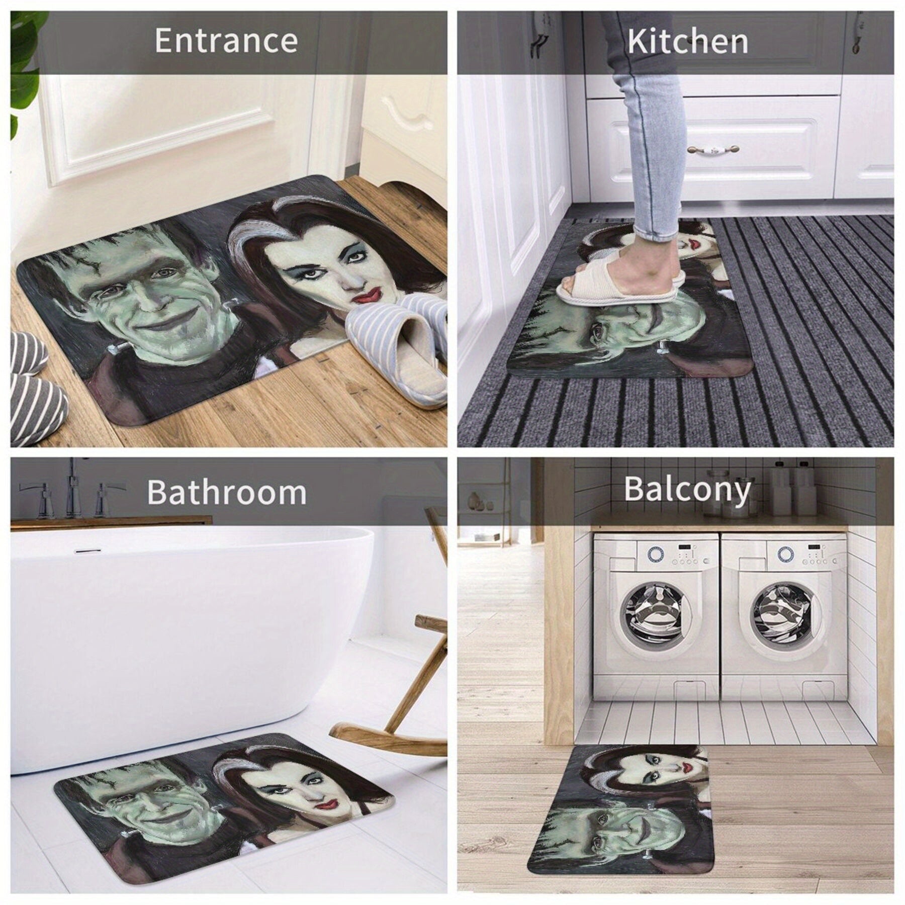 Bathroom Mat Set Soft Flannel Easy to Clean Non-Slip for Bathroom and Balcony Decor