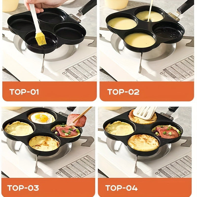 Cast Iron Skillet 4-Cup Capacity Non-Stick Electric-Free Frying Pan for Cooking Eggs Pancakes and Burgers