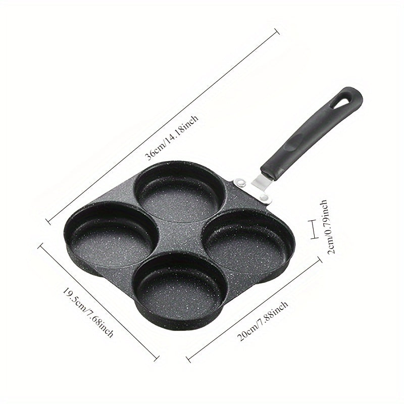 Cast Iron Skillet 4-Cup Capacity Non-Stick Electric-Free Frying Pan for Cooking Eggs Pancakes and Burgers