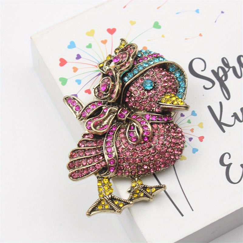 Retro-Inspired Rhinestone Duck Brooch Oversized Cartoon Animal Pin for Trendy Wardrobe