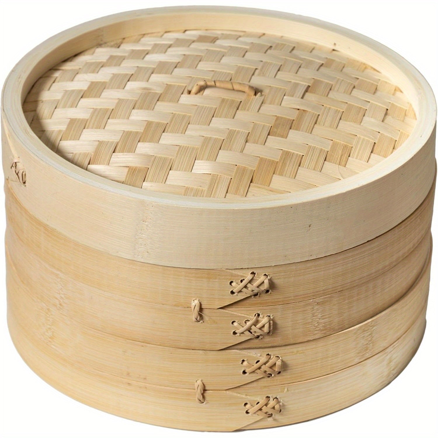 12-Inch Bamboo Steamer Basket Set Two Tiers for Nutritious Cooking