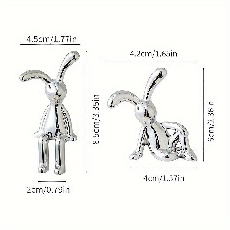 Silver-Plated Resin Rabbit Ornaments for Home Decor Easter Gift