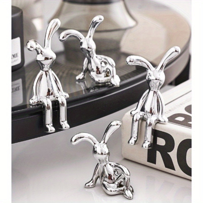 Silver-Plated Resin Rabbit Ornaments for Home Decor Easter Gift