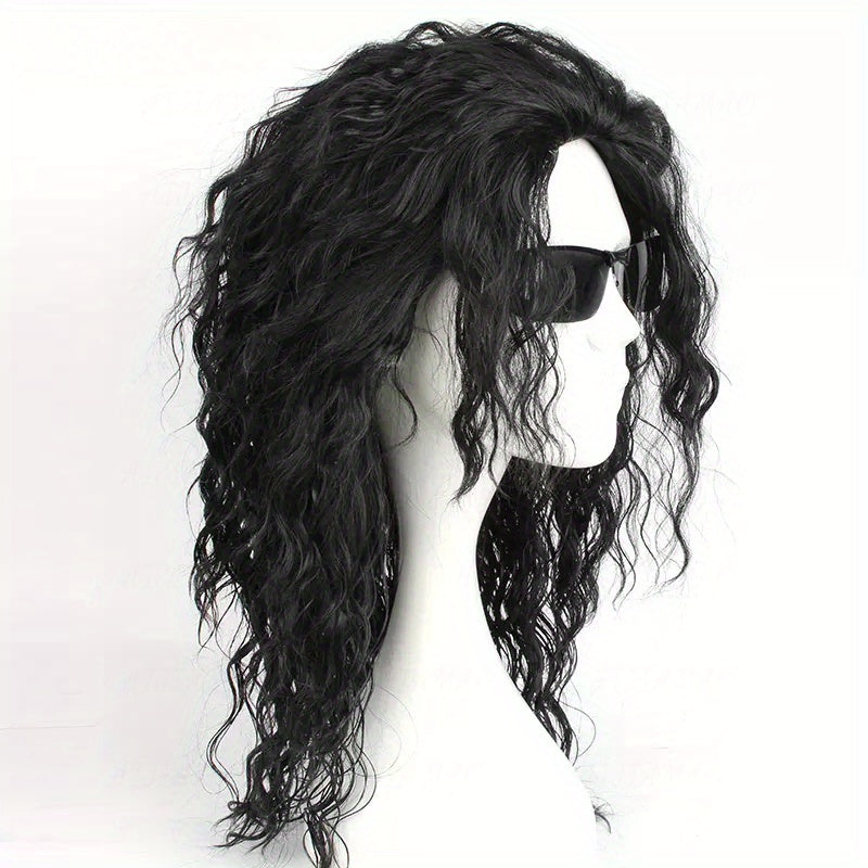 Men's Rocker Style Curly Wig Synthetic Fiber for Cosplay Parties Halloween