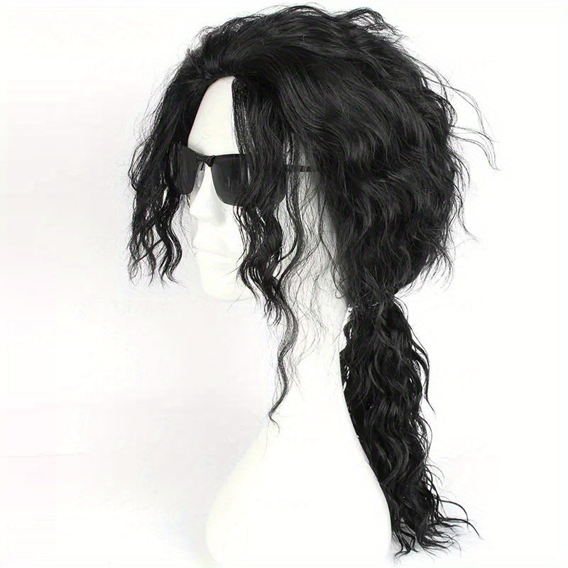 Men's Rocker Style Curly Wig Synthetic Fiber for Cosplay Parties Halloween