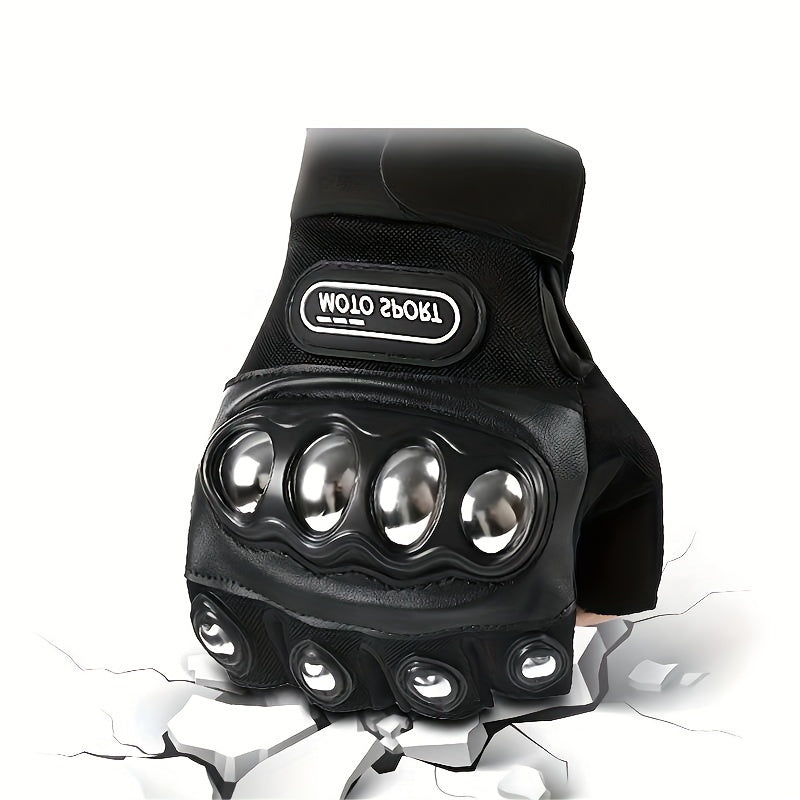 Nylon Woven Half-Finger Riding Gloves with Hook and Loop Closure for Motorcycle Riding