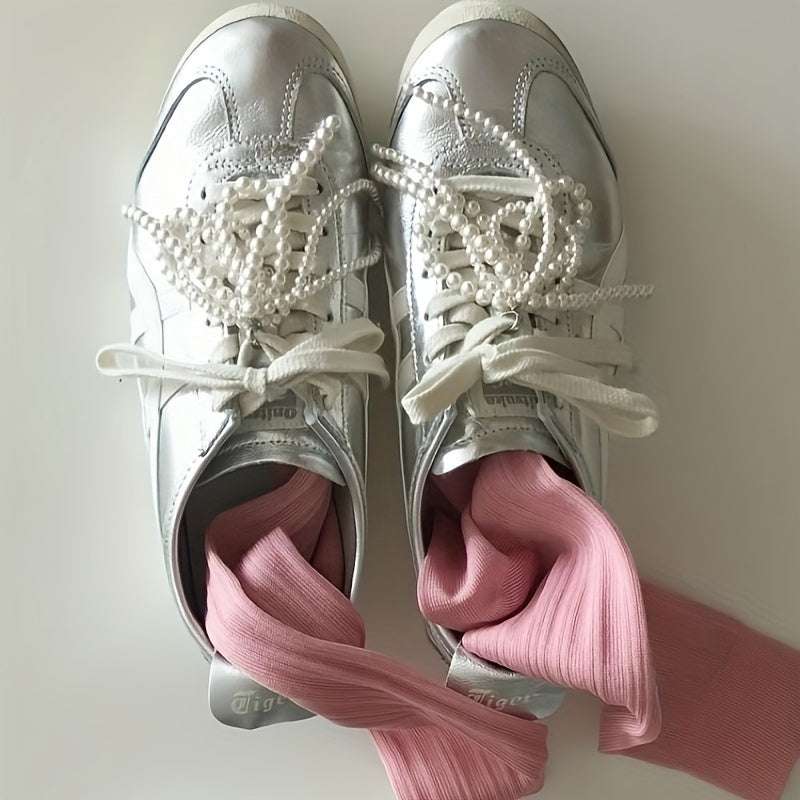 Women's Faux Pearl Bow Shoe Charm Clip-On Accessory for Sneakers and Bags