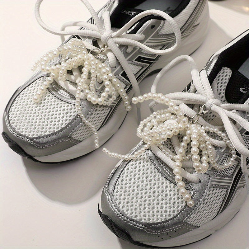 Women's Faux Pearl Bow Shoe Charm Clip-On Accessory for Sneakers and Bags