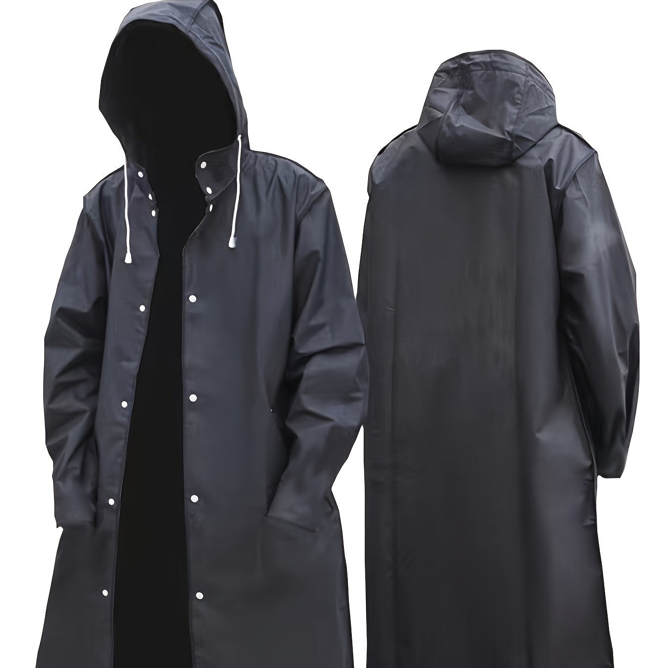 Men's Waterproof Black EVA Hooded Coat for Hiking Travel Fishing Climbing Camping