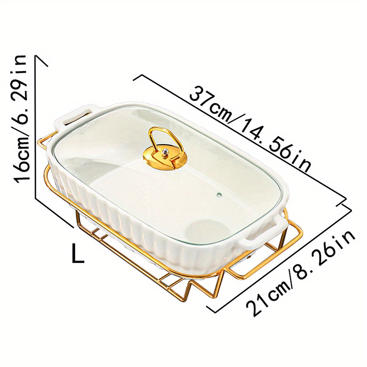 Qopqog'li va temir rack bilan keramik qovurilgan idish, pishirish va xizmat qilish uchun