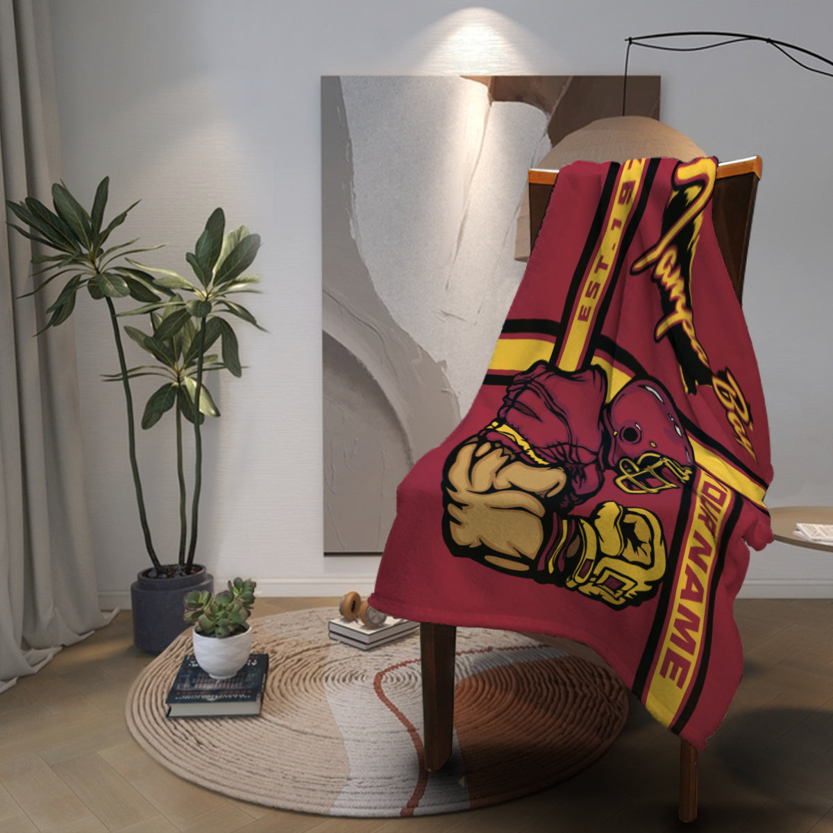 Shaxsiylashtirilgan Tampa Bay Futbol Jamoasi Kiyimi, Ismingiz bilan Moslashtiriladigan, Qulay Trikotaj Polyester O'rash, Elektrsiz Sizni Isitadi, To'rtburchak Dizayni, Ideal Fan Sovg'asi