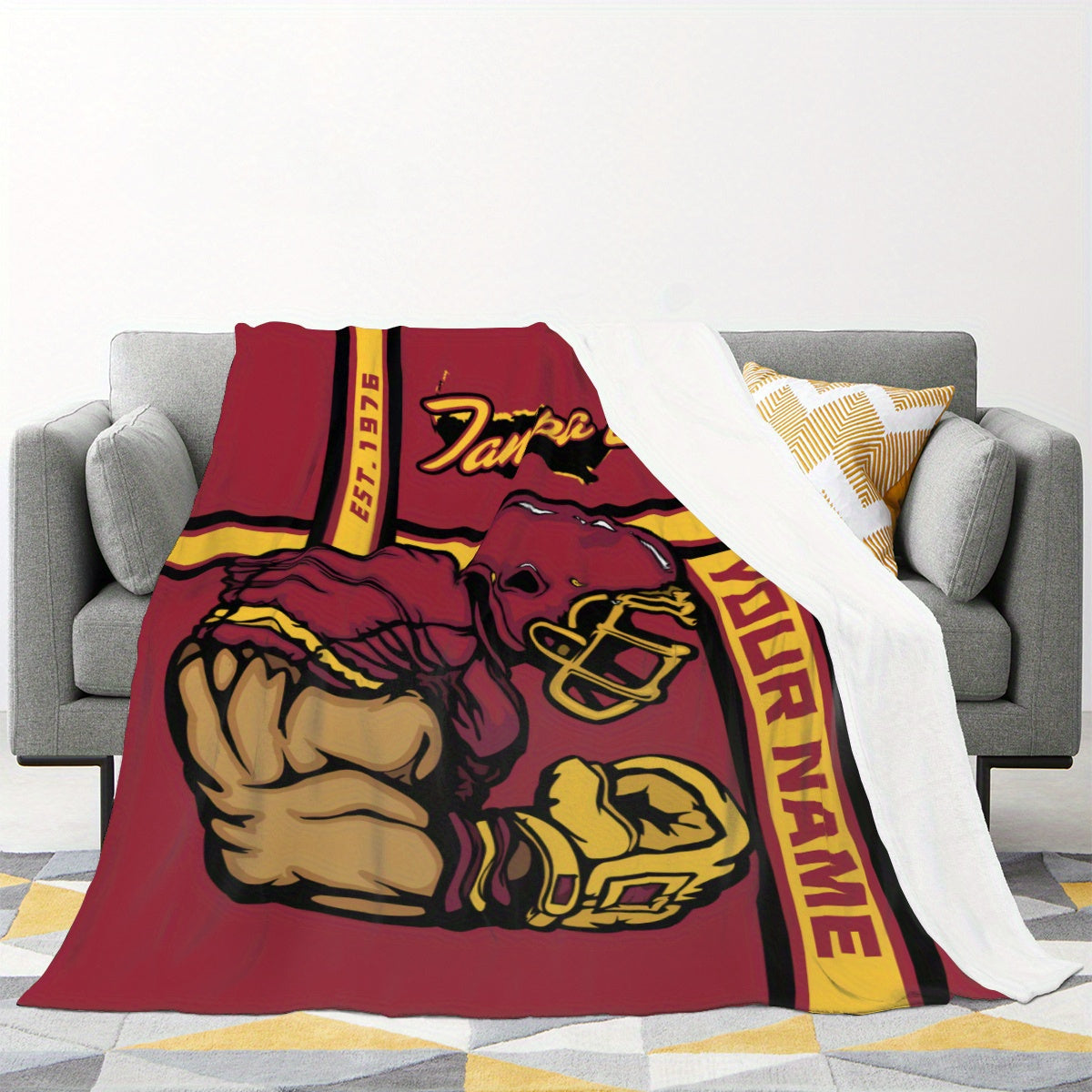 Personalized Tampa Bay Football Team Blanket Customizable Knit Polyester Throw Keeps You Warm