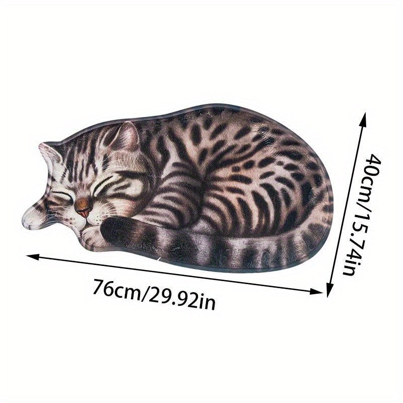 Soft Cat-Themed Bedroom Mat Non-Slip TPR Polyester Hand-Washable for Home Decor