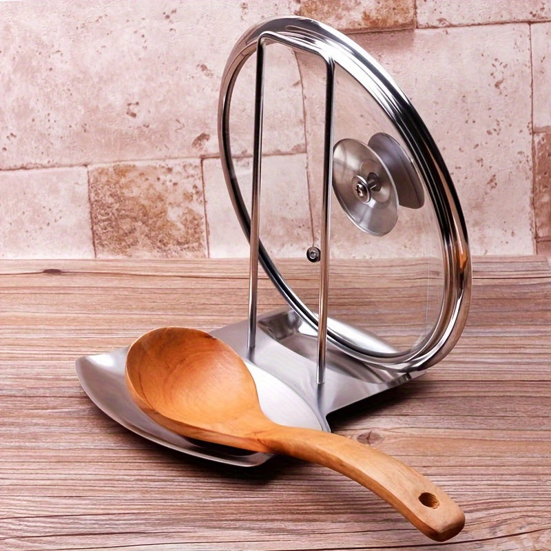 Stainless Steel Pot Lid Rack with Drain Tray, Large Capacity Kitchen Organizer