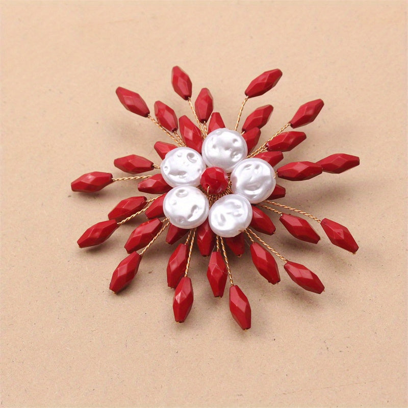 Women Snowflake Brooch Pin Alloy Resin Elegant Jewelry Gift