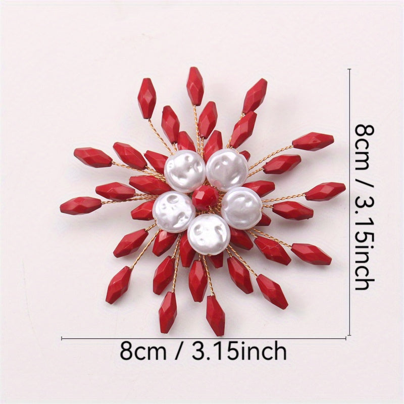 Women Snowflake Brooch Pin Alloy Resin Elegant Jewelry Gift