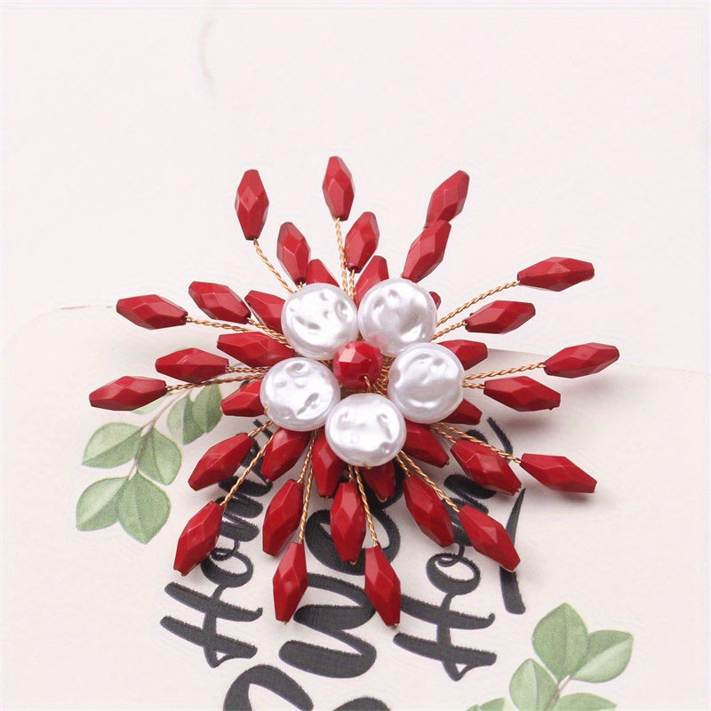 Women Snowflake Brooch Pin Alloy Resin Elegant Jewelry Gift