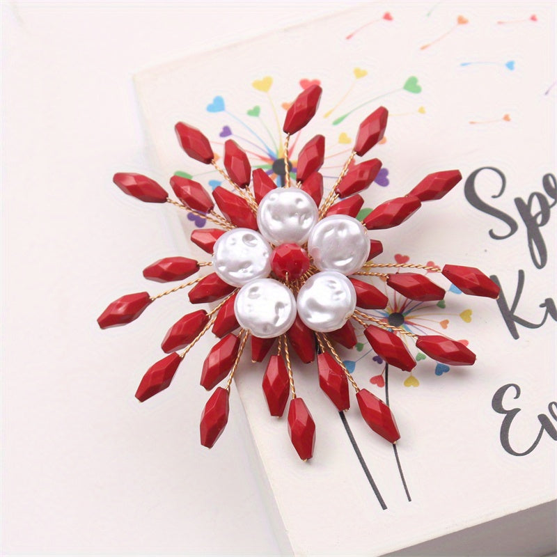 Women Snowflake Brooch Pin Alloy Resin Elegant Jewelry Gift