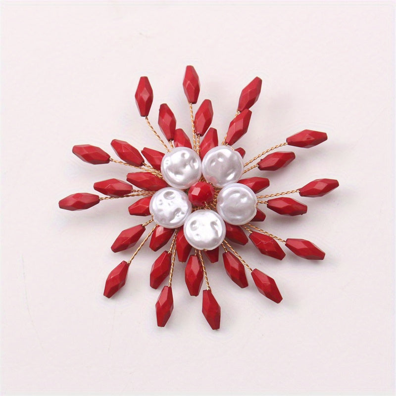Women Snowflake Brooch Pin Alloy Resin Elegant Jewelry Gift