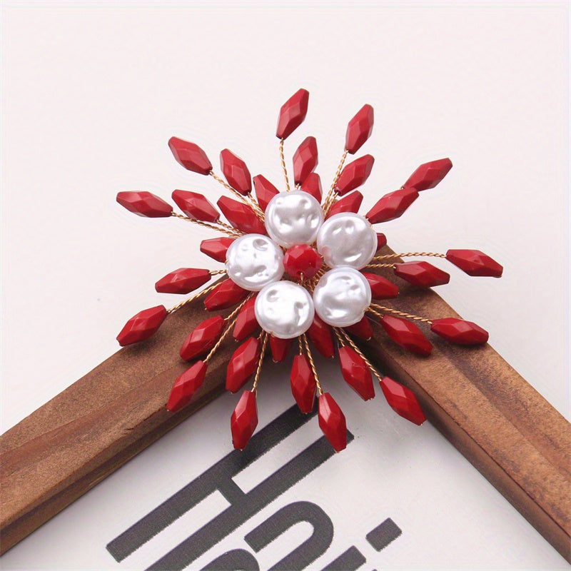 Women Snowflake Brooch Pin Alloy Resin Elegant Jewelry Gift