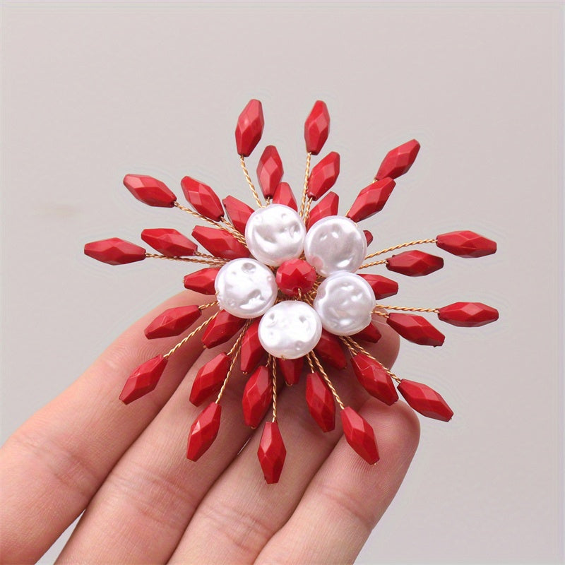 Women Snowflake Brooch Pin Alloy Resin Elegant Jewelry Gift