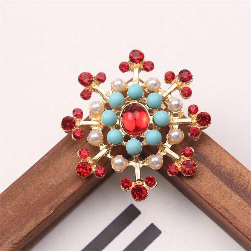 Vintage Silver Snowflake Brooch with Rhinestones Elegant Jewelry Accessory