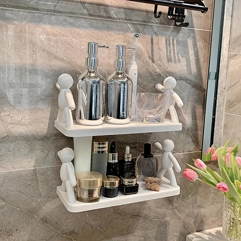 Современная настенная полка с фигурами гуманоидов для хранения бритв и щеток, органайзер для ванной и кухни