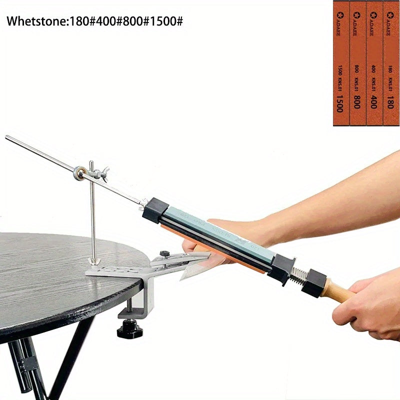 Manual Knife Sharpener with Adjustable Angle and Durable Metal Construction