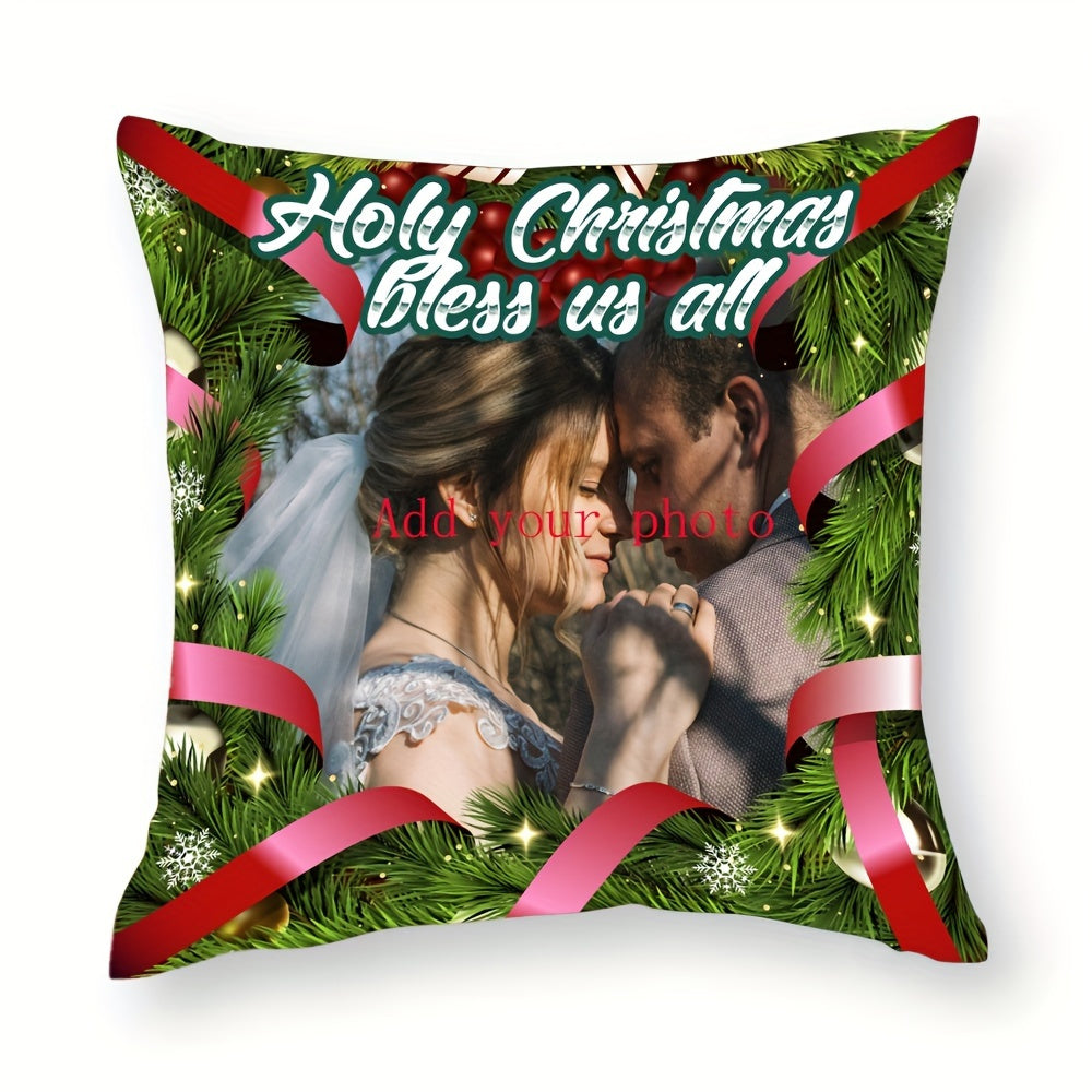 Personalized Christmas Plush Pillowcase Holiday Decor Custom Photo Design