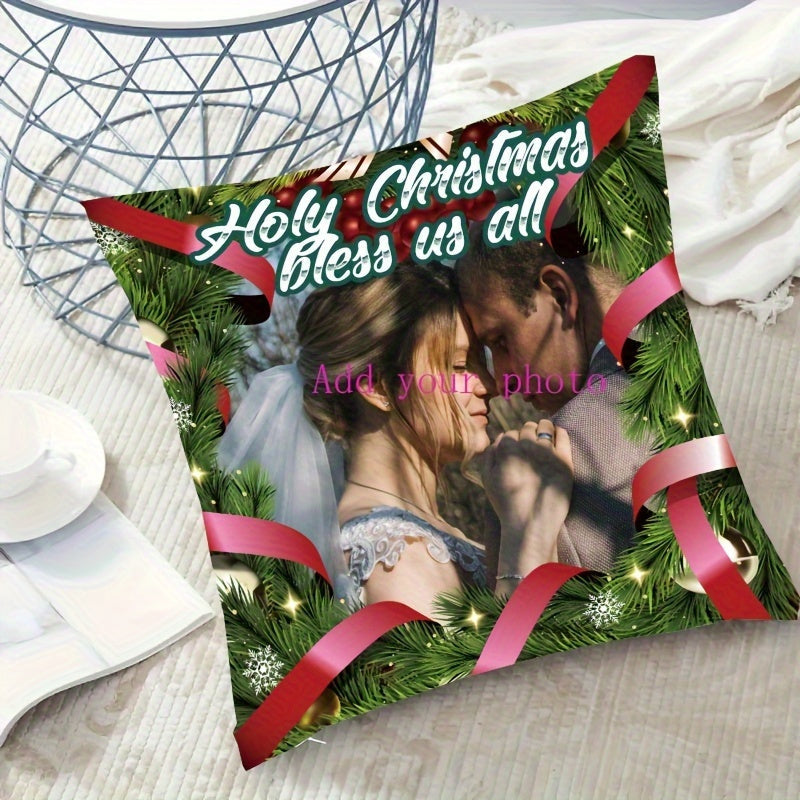 Personalized Christmas Plush Pillowcase Holiday Decor Custom Photo Design