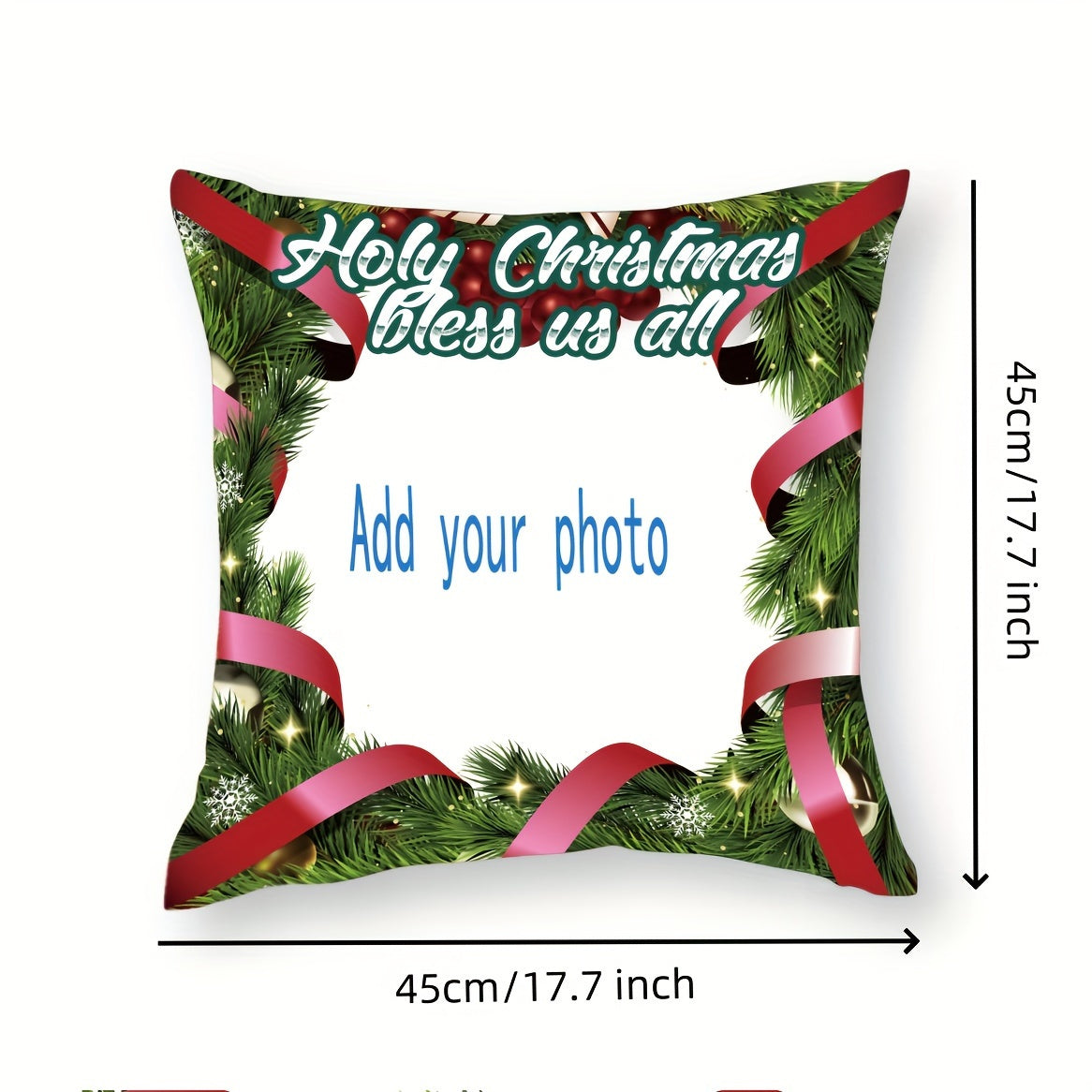 Personalized Christmas Plush Pillowcase Holiday Decor Custom Photo Design