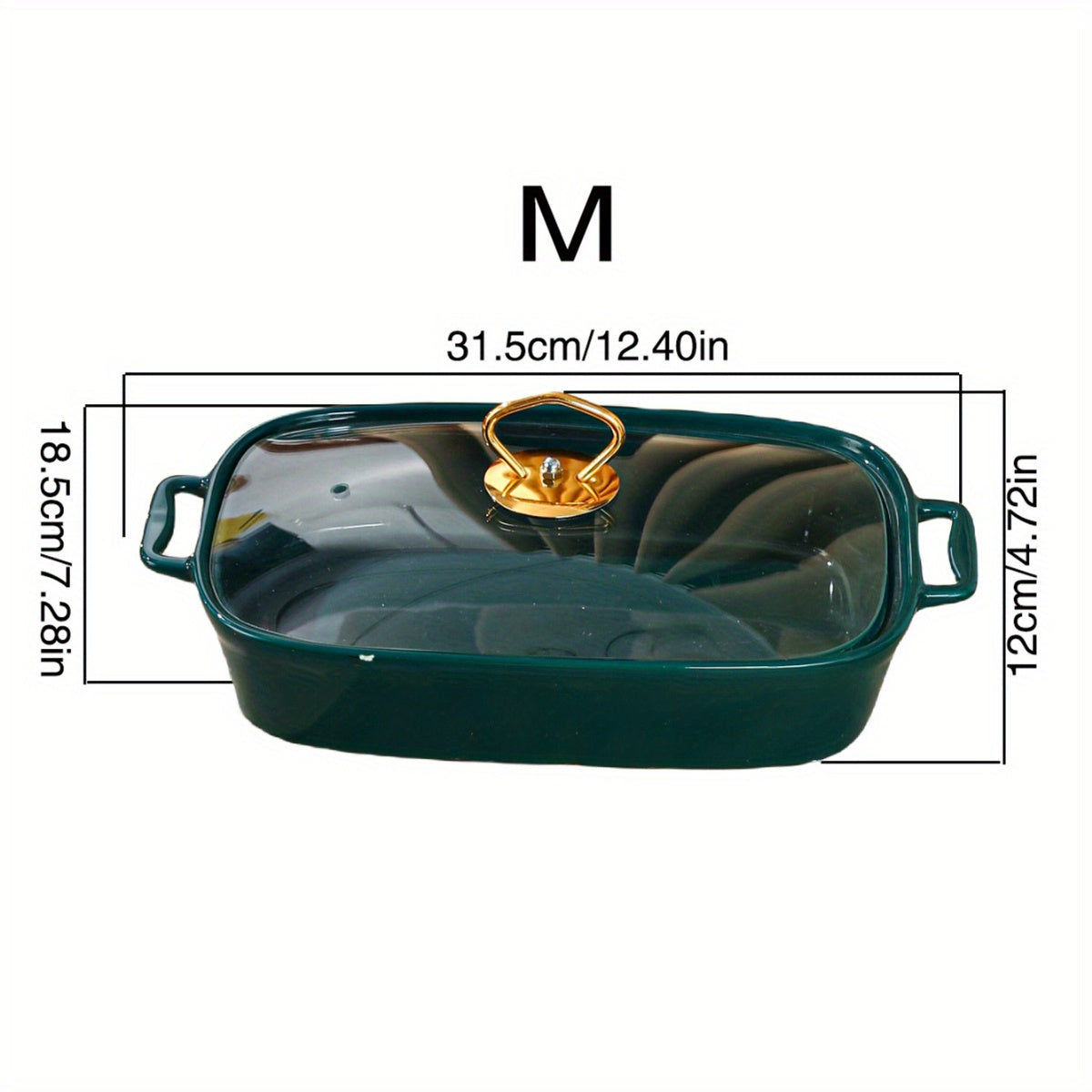 Элегантная керамическая кастрюля с крышкой из стекла - универсальная посуда для запекания, жарки и подачи - прочная фарфоровая посуда для дома и вечеринок